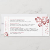Hawaii Wedding Roos Gold Pink Boarding Pass Ticket Save The Date (Achterkant)
