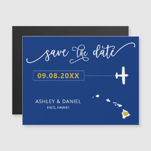 Hawaii Wedding Save the Date Kaart, Map Magnetische Uitnodiging