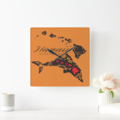 Hawaii Whale Aloha Vierkante Klok (Huis)