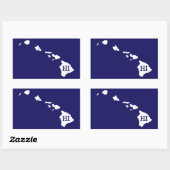 Hawaii White State Kaart HI Rechthoek Stickers (Vel)