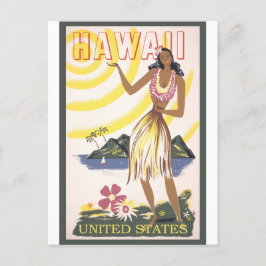 Hawaii Woman Lady Vintage Travel Briefkaart