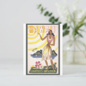 Hawaii Woman Lady Vintage Travel Briefkaart (Staand voorkant)