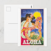 Hawaii Woman Vintage Travel Briefkaart (Voorkant / Achterkant)