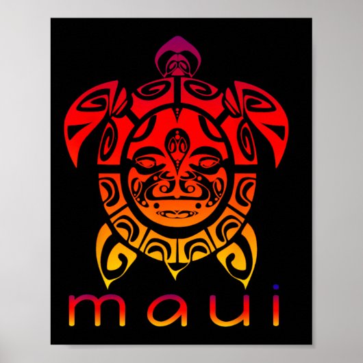 Hawaii Zee Levendige Schildpad Poster (Voorkant)