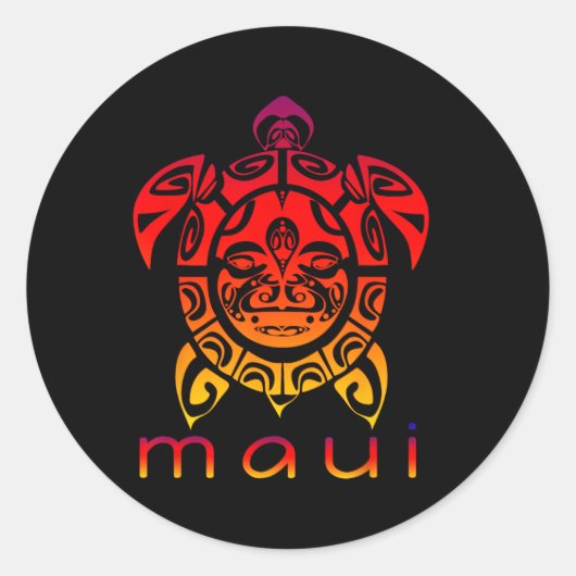 Hawaii Zee Levendige Schildpad Ronde Sticker (Voorkant)