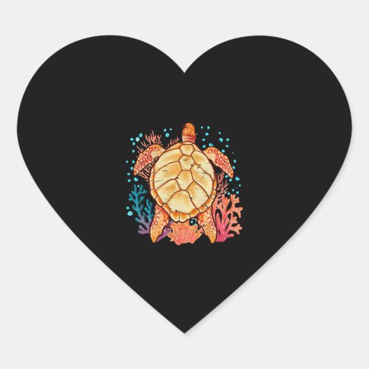 Hawaii zee schildpad oceaandier schildpad hart sticker (Voorkant)