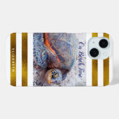 Hawaii Zee Turtle Gold White Stripes on Beach Time Case-Mate iPhone Case (Achterkant (horizontaal))