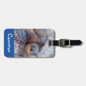 Hawaii Zee Turtle Honu Foto Aangepaste Naam Script Bagagelabel (Voorkant horizontaal)