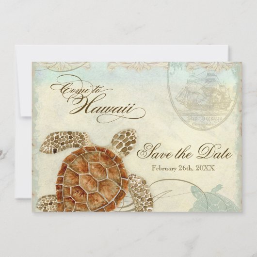 Hawaii Zee Turtle Modern kuststrand Kaart (Achterkant)
