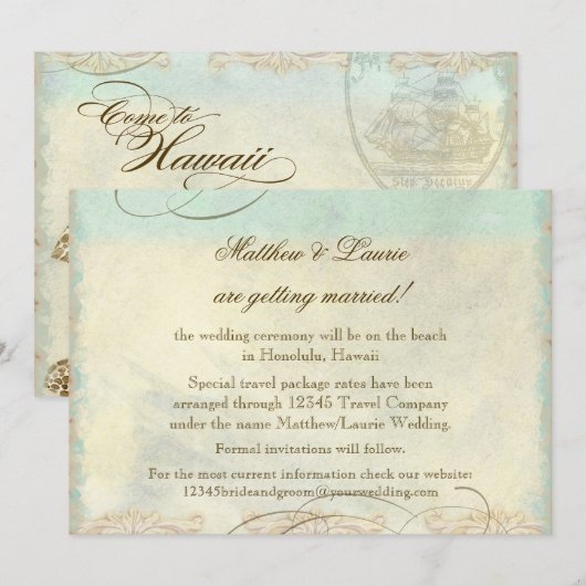 Hawaii Zee Turtle Modern kuststrand Kaart (Voorkant / Achterkant)