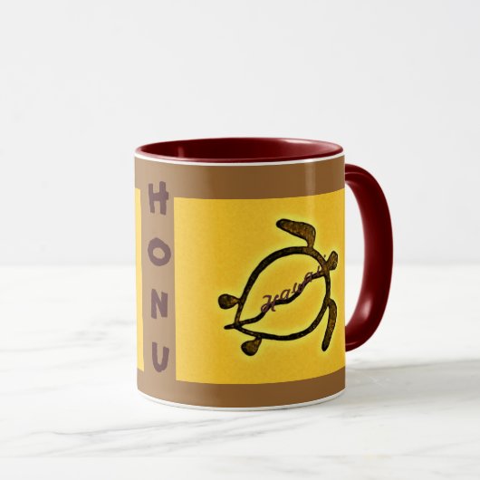 Hawaii Zee Turtle Petroglyph Mok (Voorkant rechts)