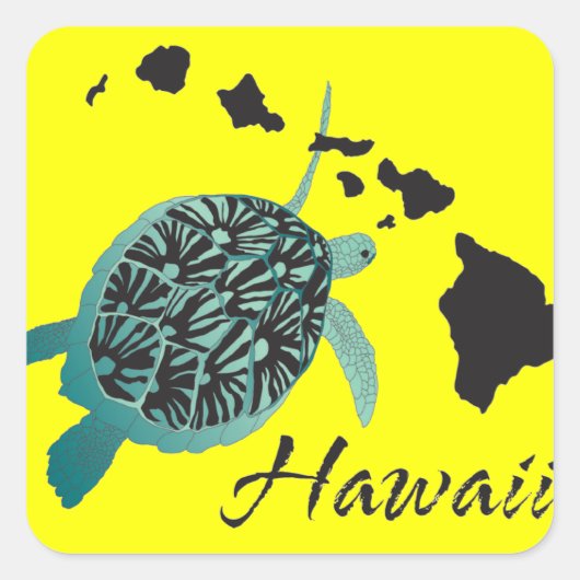 Hawaii Zee Turtle Vierkante Sticker (Voorkant)