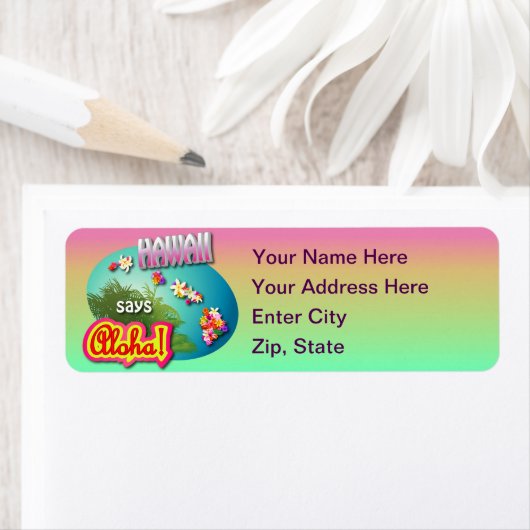 Hawaii zegt Aloha! Etiket (Insitu)