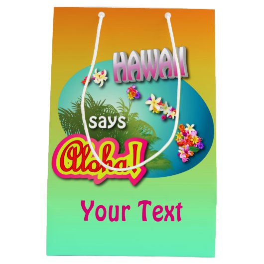 Hawaii zegt Aloha! Medium Cadeauzakje (Achterkant)
