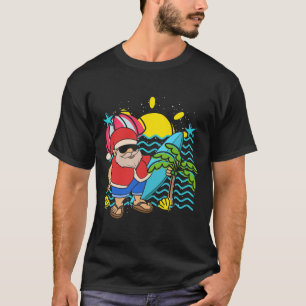 Hawaii Zomer Surfer Kerstman Tropisch Kerstfeest T-shirt