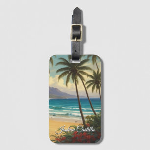 Hawaii Zonsondergang Calligrafie Eenvoudig Profess Bagagelabel