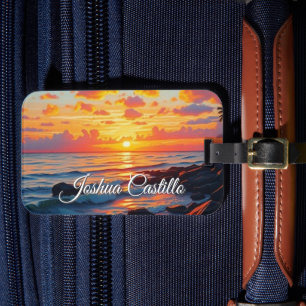 Hawaii Zonsondergang Calligrafie Eenvoudig Profess Bagagelabel