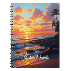 Hawaii Zonsondergang Calligrafie Eenvoudig Profess Notitieboek