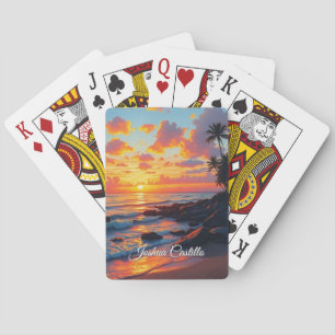 Hawaii Zonsondergang Calligrafie Eenvoudig Profess Pokerkaarten