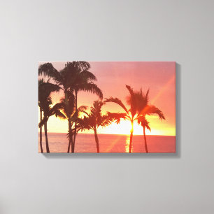 Hawaii Zonsondergang Foto op Gespannen Canvas Afdruk