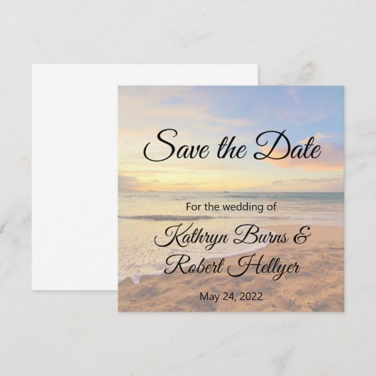Hawaii Zonsondergang op het strand Save the Date (Voorkant / Achterkant)