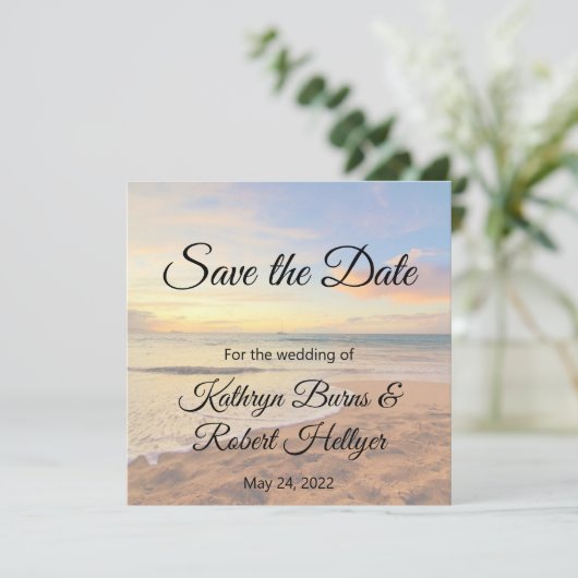 Hawaii Zonsondergang op het strand Save the Date (Staand voorkant)