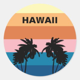 Hawaii Zonsondergang Palmbomen Reisreis Ronde Sticker