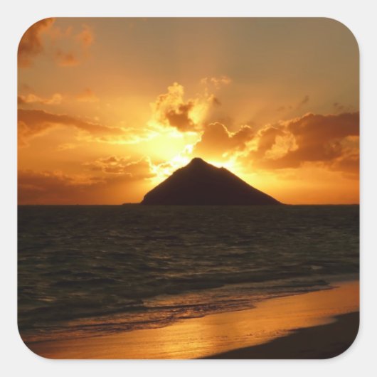 Hawaii zonsopgang aan het strand sticker (Voorkant)