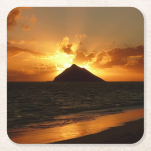 Hawaii-zonsopgang op het strand onderzetter