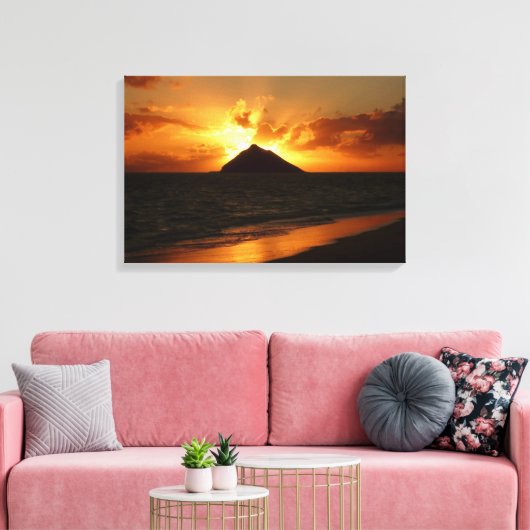 Hawaii zonsopgang op het stranddoek canvas afdruk (Insitu (Woonkamer))