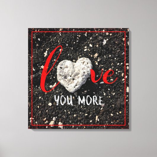 Hawaii zwart zand strand hart foto hou van je meer canvas afdruk (Voorkant)