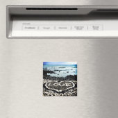 Hawaii zwart zand strand houdt van koraalhartfoto magneet (Insitu (Vaatwasser))