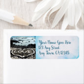 Hawaii zwart zand strand liefde, hart, aangepast a etiket (Insitu)