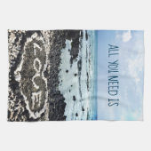 Hawaii zwart zand strandkoraalliefde hartfoto theedoek (Horizontaal)