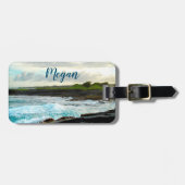 Hawaii zwart zandstrand wolken foto aangepaste naa bagagelabel (Voorkant horizontaal)