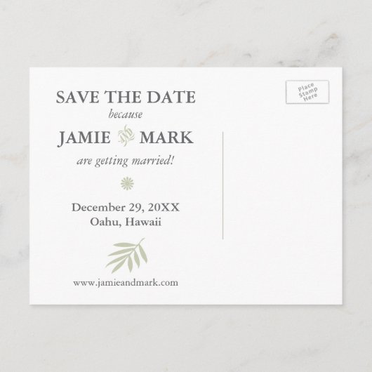 Hawaiiaans Briefkaart Save the Date (Achterkant)
