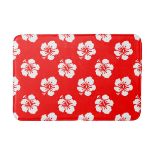 Hawaiiaans Hibiscus rood-wit Badmat