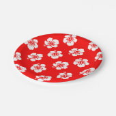 Hawaiiaans Hibiscus rood-wit Papieren Bordje (Gekanteld)