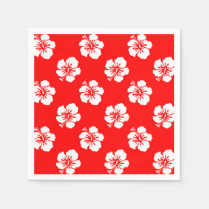Hawaiiaans Hibiscus rood-wit Servet