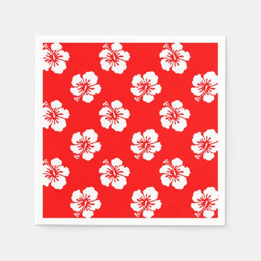 Hawaiiaans Hibiscus rood-wit Servet (Voorkant)