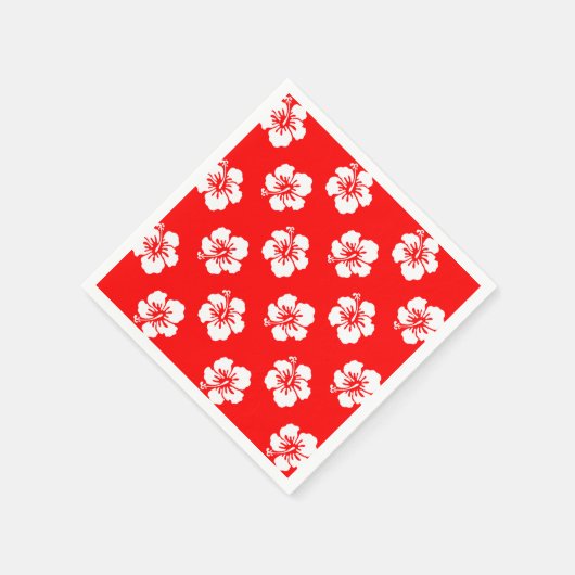 Hawaiiaans Hibiscus rood-wit Servet (Hoek)