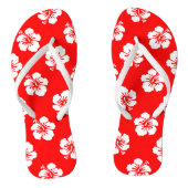 Hawaiiaans Hibiscus rood-wit Teenslippers (Voetbed)