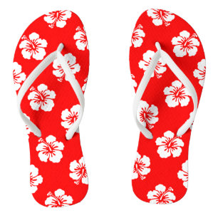 Hawaiiaans Hibiscus rood-wit Teenslippers