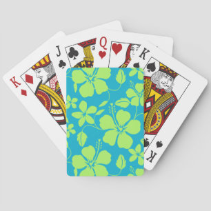 HAWAIIAANS HULA (HIBISCUS) PATROON in TEAL LIME Pokerkaarten