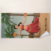 Hawaiiaans  monogram Briefkaart met druktespanning Strandlaken (Voorkant)