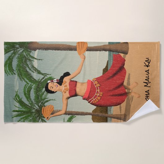 Hawaiiaans  monogram Briefkaart met druktespanning Strandlaken (Voorkant)