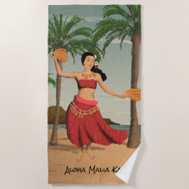 Hawaiiaans monogram Briefkaart met druktespanning Strandlaken