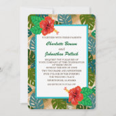 Hawaiiaans Oerwoud Foliage Hibiscus Flower Wedding Kaart (Voorkant)