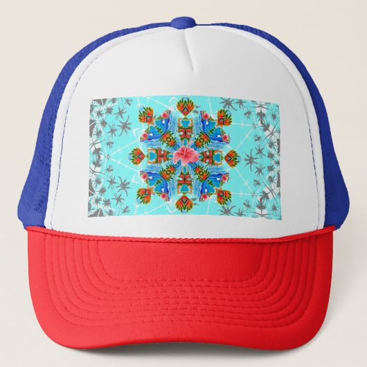 Hawaiiaans paradijs twee keer trucker pet (Voorkant)