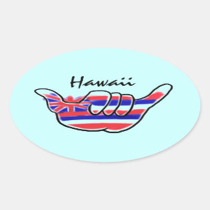 Hawaiiaans shaka-symbool staat voor artistieke sti ovale sticker